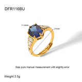 DAIIIBABYYY  -  Tarnish Free  Plated Stainless Steel Cubic Zirconia Stone Open Ring For Women Wedding Rings Mothers Day Gift