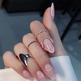 Daiiibabyyy Fashion Gothic Metal Line Thin Nail Rings for Women Girl Daily Fingertip Protective Cover Fashion Jewelry Double Ring Adjustable