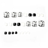 DAIIIBABYYY  -  False Toe Nails   black and white  Simple Wearing Nail Art Pattern Removable Nail Stickers acrylic press ons 24psc for feet