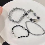 DAIIIBABYYY  -  Chinese Style Irregular Stone Beads Bracelet for Women Minimalist Grey Circular Geometric Beads Y2K Accessories Fashion Jewelry