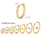 Daiiibabyyy 2PC/Set Stainless Steel Hoop Earrings for Women Men Simple Small Gold Color Earring Cartilage Piercing Jewelry Aretes De Mujer