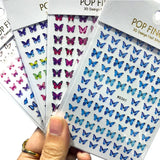 Daiiibabyyy 4PCS/Lot Pink Bule Butterfly Nail Stickers 3D Adhesive Transfer DIY Nail Art Decoration Manicure Salon Acrylic Tips Tool WG4365