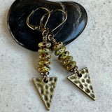 DAIIIBABYYY  - 2 Pcs Vintage Triangle Miscellaneous Stones Ethnic Bohemian Personality Natural Stone Gold Colour Earrings Daily Jewelry Gift