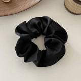 DAIIIBABYYY  -  Summer Satin Fabric Large Scrunchies Solid Color White Brown Hair Rope Ties Women High-end Temperament Headband Ponytail Holder