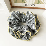 DAIIIBABYYY  -  Oversized Niche Design Vintage Plaid Large Bowel High Elastic Hair Rope  Fashion Ballet Style Scrunchie Ruffled Headpiece