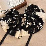 DAIIIBABYYY  -  New Vintage Print Bow Ink Skirt Elastic Scrunchie Headband Elegant Fashion Lady Ponytail Streamer Hair Rope Hair Accessories