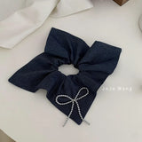 DAIIIBABYYY  -  Advanced minimalist denim headband Korean niche bow minimalist temperament back of the head bun headband new hair accessory