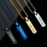 DAIIIBABYYY  -  Custom 4x1x0.5cm Stainless Steel Glossy Rectangular Pendant Necklace for Men Women Simple Popular Street Party Punk Jewelry Gift