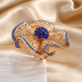 Daiiibabyyy 1PC Luxury Big Flower Zircon Rings Women Indian Jewelry Classic Hollow Gold Color Adjustable Ring Female Girls Gifts