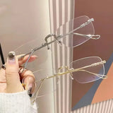 DAIIIBABYYY  -  2024 Square Rimless Anti-Blue Light Glasses Women Men Summer Silver Frame Optical Spectacle Eyeglasses Computer Reading Eyewear