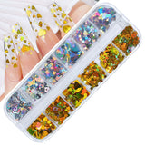 Daiiibabyyy Nail Sequins Irregular Heart Laser Sparkly Butterfly Design Nail Art Decoration Set Nail Glitter Flakes for UV Gel Manicure