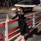 Daiiibabyyy Spring Autumn New Korean Fashion Long Sleeves Midi Dresses for Women Elegant Evening Party Fairy A-line Y2k Female Clothing