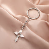 DAIIIBABYYY  -  David Star Keychain Stainless Steel Cross Jesus Pendant Female Keychain Men's Retro Jewish Talisman Jewelry Gift