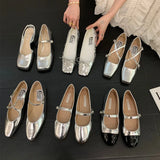 DAIIIBABYYY  -  2024 SliveSpring New Women Flat Shoes Fashion Gold Ladies Round Toe Sahllow Ladies Elegant Mary Jane Shoes Soft Dress Ballerinas