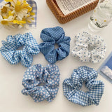 DAIIIBABYYY  -  Sunny Fresh Mojito Blue Scrunchies Floral Plaid Polka Dots White Hair Ropes Ties College Young Girls Hair Accessories Headband