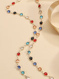 DAIIIBABYYY  -  Fashion Colorful Crystal Chain Necklace for Women Simple Silver Color Long Y-shaped Clavicle Chain Necklace Party Jewelry Gifts