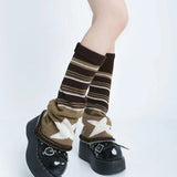 Daiiibabyyy Y2K Brown Star Leg Warmers Stockings Knitted Socks Gothic Cover Stockings Japanese JK Leg Warmers Gothic Hot Girl Accessories