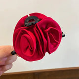 Daiiibabyyy -  New Stereoscopic Rose Flower Hair Claw Handmade Fabric Flowers Grab Hair Clip Sweet Shark Clip Hair Accessories for Women