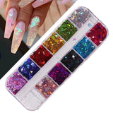 Daiiibabyyy Nail Sequins Irregular Heart Laser Sparkly Butterfly Design Nail Art Decoration Set Nail Glitter Flakes for UV Gel Manicure