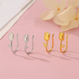 Daiiibabyyy 100% 925 Sterling Silver Tulip Drop Earring for Women Girl Gift Gold Jewelry Simple Sweet Hook Design Wholesale