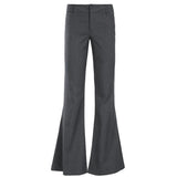 DAIIIBABYYY  - Low Waisted Straight Casual Suit Flare Pants Gray Skinny Fashion High Street Lady Boot Cut Trousers Vintage Y2K