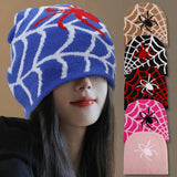 DAIIIBABYYY  -  Winter Women Men Warm Spider Web Pattern Knitted Beanies Hat Gothic Beanies Hats Autumn Skullcap Adult Colors Soft Unisex Caps