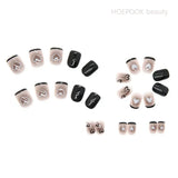 Daiiibabyyy 24pcs Black Heart Coffin Cute Kawaii Press On Nail Tips Finished Full Cover Artificial Fake Nails Seamless Removable False Nails