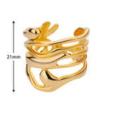 Daiiibabyyy Stainless Steel Rings For Women Men Gold Color Hollow Wide Open Ring Female Male Engagement Wedding Party Finger Jewelry 2024