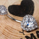 DAIIIBABYYY  -  Women Fashion Crystal Heart Shinying Ring Creative Zircon Snake Shaped Navel Button Ring Women's Personalized Piercing Jewelry