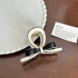 DAIIIBABYYY  -  New Creative Design Geometric Black And White Color Bowknot Hollow Hair Clip Retro Acetate High Ponytail Shark Clip