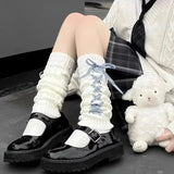 DAIIIBABYYY  -  Lolita Leg Warmer Women Girls Y2K Sweet Gothic Ribbon Long Socks Winter Versatile Knitted Cuffs Ankle Warmer Fashion Accessories