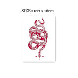 Daiiibabyyy Big Size Red Snake Waterproof Temporary Tattoo Stickers For Cool Women Men Body Art Waist Decals Fake Tatto Summer