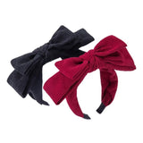 Daiiibabyyy Stylish Solid Color Bowtie Headband Simple Soft Corduroy Makeup Headwear Personality Girls Wash Face Hairband