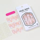 DAIIIBABYYYY  -  24pcs White French False Nails 3D Pearl White Bow Almond Press on Nails for Lady Wearable Detchable Ins Korean Fake Nail Tips