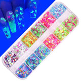 Daiiibabyyy Nail Sequins Irregular Heart Laser Sparkly Butterfly Design Nail Art Decoration Set Nail Glitter Flakes for UV Gel Manicure