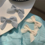 DAIIIBABYYY  -  2Pcs Sweet White Lace Bowknot Hair Clips for Baby Girls Boutique Bows Hairpins Barrettes Rubber Band Headwear Hair Accessories