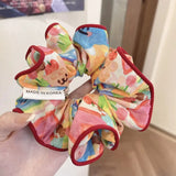 DAIIIBABYYY  -  Elastic Scrunchies Women Flower Hair Band Vintage Ponytail Holder Floral Hair Tie Fashion Hair Rubber Bands Hair Accessories