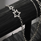 Daiiibabyyy Y2K Star Zircon Pendant Necklace for Women Luxury Sweet Cool Girl Punk Heart Clavicle Chain  New Fashion Jewelry Party Gift