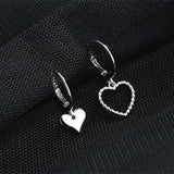 DAIIIBABYYY  -  Sweet Hollow Heart Silver Hoop Earrings Charms Stud Earrings Clips Ear Studs Clip Earring Jewelry for Women Girl Ear Ring Gift