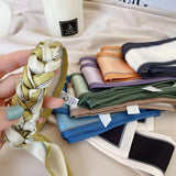 DAIIIBABYYY  -  High-Grade Narrow Strip Solid Color Series Silk Scarf Hair Band Ribbon Tied-Up Hair Long Bow Retro Satin Ribbon Hair Accessories