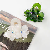 DAIIIBABYYY  -  Summer New Delicate 6CM Rhinestone Flowers Hair Clip Simple Fashion Acetate Shark Clip Hair Accessories For Graceful Lady