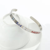 DAIIIBABYYY  -  God Bless America Bangle Stainless Steel Carvings Letter Bracelets for Women Jewelry Accessories