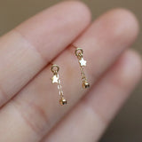 Daiiibabyyy Cute Star Beads Tassel Stud Earrings Women Gold Plated Small Fresh Jewelry Zircon Earrings