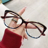 DAIIIBABYYY  -  New Cat Eye Large Frame Women Anti Blue Light Glasses Fashion Printing Solid Computer Glasses Frame Eyeglasses Lentes Para Mujer