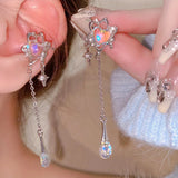 DAIIIBABYYY  -  Y2K Sweet Cool Love Heart Tassel Star Earring Shiny Moonstone Star Pendant Stud Earrings Fashion Earring Party Jewelry Gifts