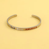 DAIIIBABYYY  -  God Bless America Bangle Stainless Steel Carvings Letter Bracelets for Women Jewelry Accessories