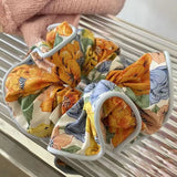 DAIIIBABYYY  -  Elastic Scrunchies Women Flower Hair Band Vintage Ponytail Holder Floral Hair Tie Fashion Hair Rubber Bands Hair Accessories