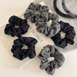 DAIIIBABYYYY  -  2024 New Polka Dot Hair Ties Rope Women Large Size Heart Bowknot Printed Scrunchies Grey Black Hairband Ponytail Holder Headwear