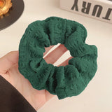 DAIIIBABYYY  -  New Solid Color Bubble Wrinkle Soft Scrunchies Women Hair Ties White Simple Large Elastic Hair Bands Fashion Green Headwear 10CM