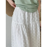 Daiiibabyyy   -  Spring Summer Lace Fairy White Skirts Women Elastic High Waist A-line Long Skirt